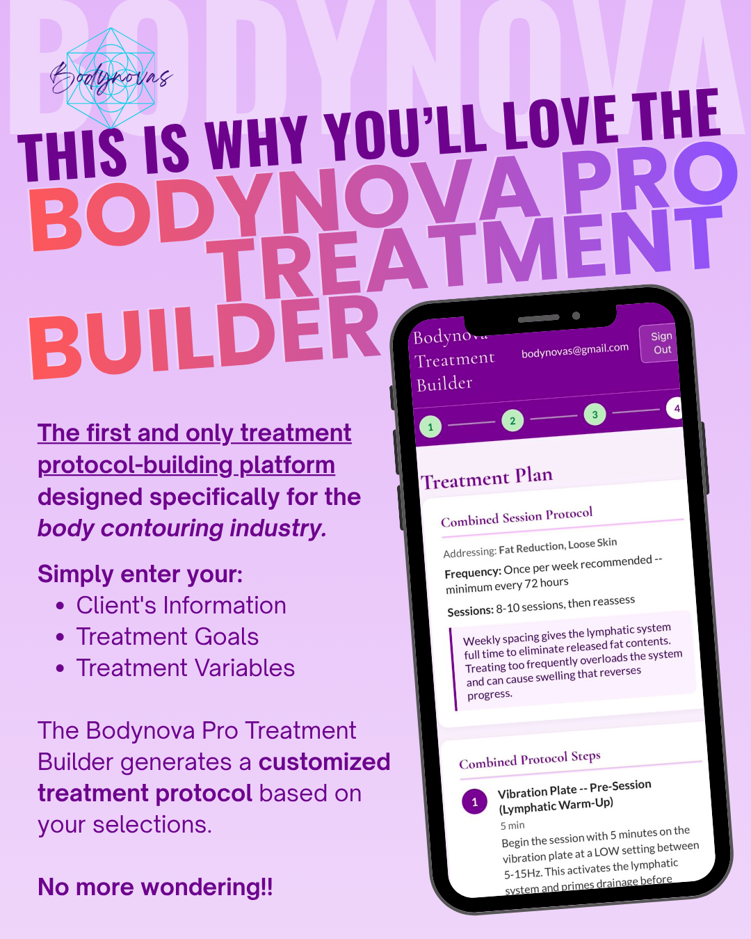Bodynova Pro Treatment Builder App + Client Management System