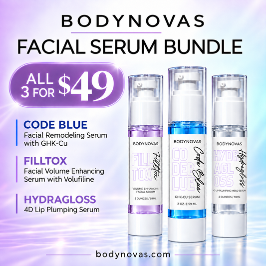 Bodynovas Facial Serum Trio | Code Blue + Filltox + Hydragloss